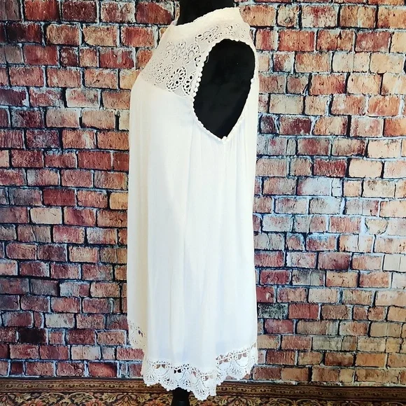 Hint Of Mint Lace Gauze Ivory Boho Dress S - Picture 3 of 10